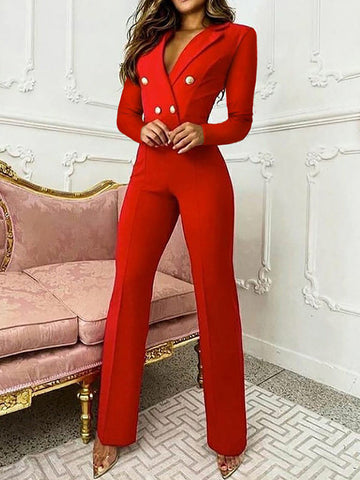 Airchics combinaison larges jambes double boutonnage élégant tailleur femme